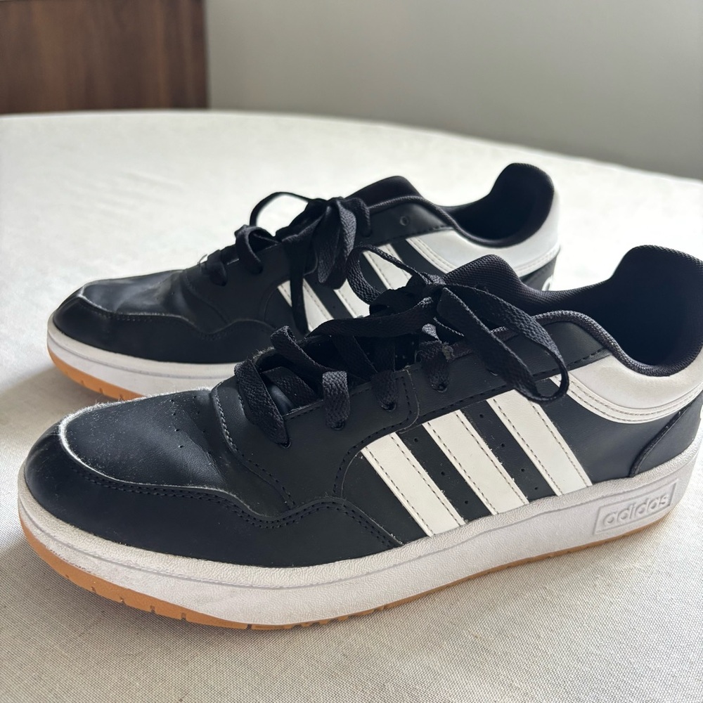 Adidas Hoops 3.0 Kids Shoes Black White Sneakers Size 7 Youth